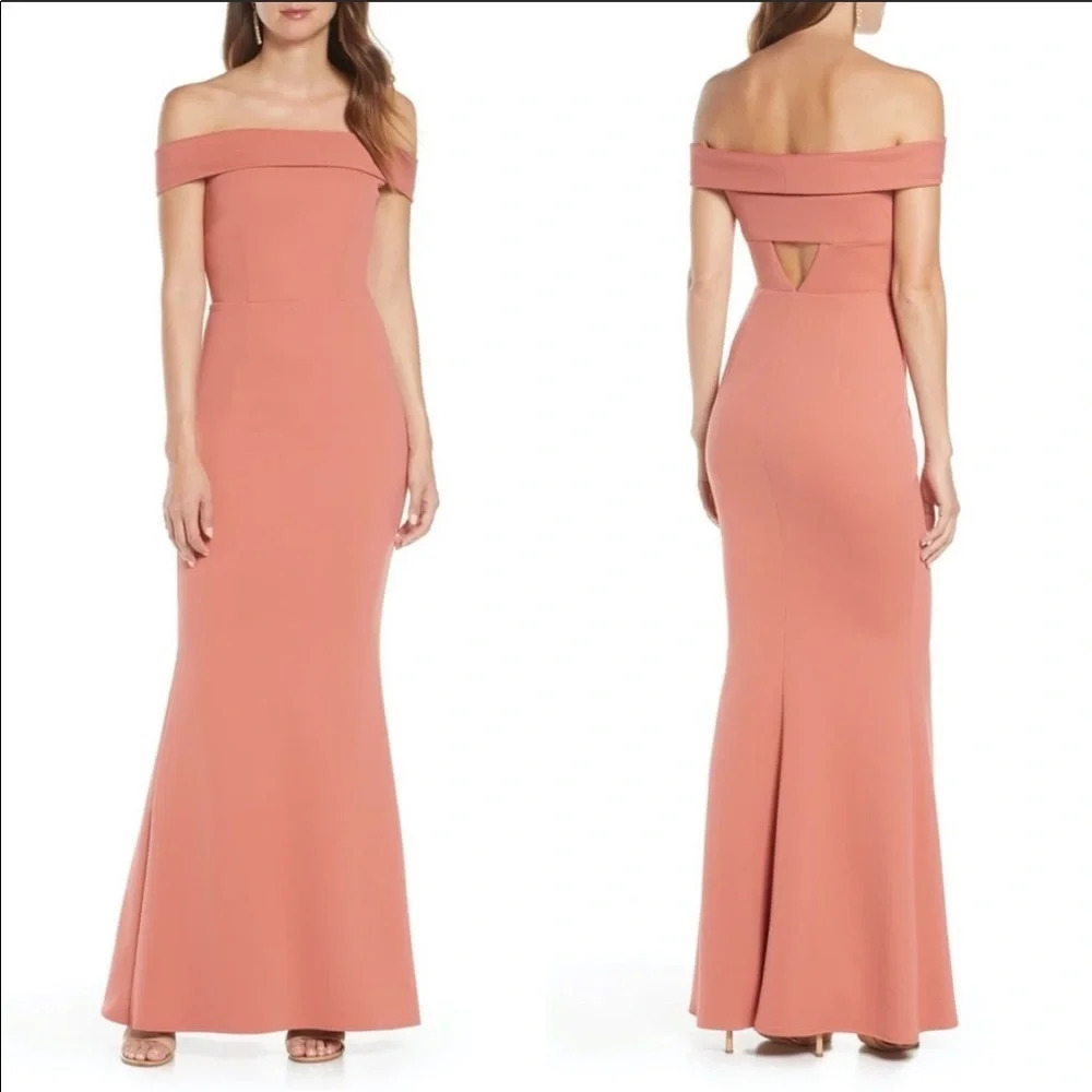 Katie May Dress Legacy Cut Out Off Shoulder Bridesmaid Maxi Size S NWT